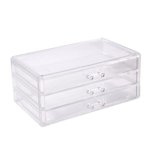 Cecilia Tech 9.5&#x22; Clear Stackable 3 Slim Drawer Jewelry Box